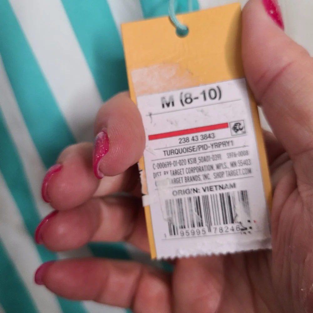 Kona Sol Aqua White Striped One Piece Swimsuit NWT Ladies Size Medium 8/10 - Picture 9 of 15